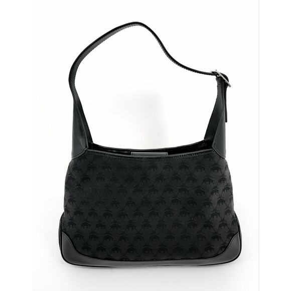 Brooks‎ Brothers Jacquard Logo Black Canvas Small Shoulder Purse Bag - Picture 1 of 8